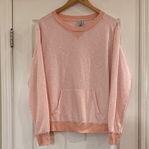 Z by Zella Cotton Blend Lightweight Sweatshirt w/kangaroo pocket, Large, peach